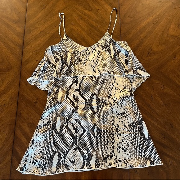Blu Moon Snake Skin Mini Dress 100% Silk Size 1 - Picture 3 of 10